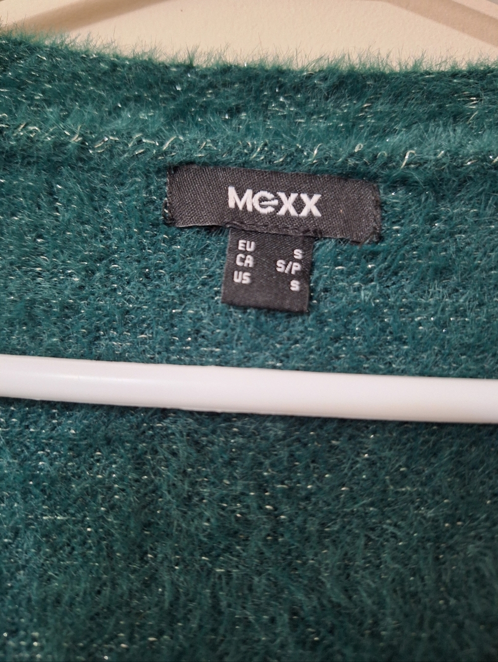 Mexx Emerald Green Metallic Eyelash Knit Cardigan S Holiday Soft Cozy Jewel Tone - Picture 5 of 10